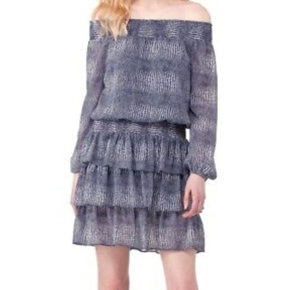 MICHAEL Michael Kors Zephyr Snake Navy and White Dress. Flirty, Flouncy, Coqette - Picture 1 of 11